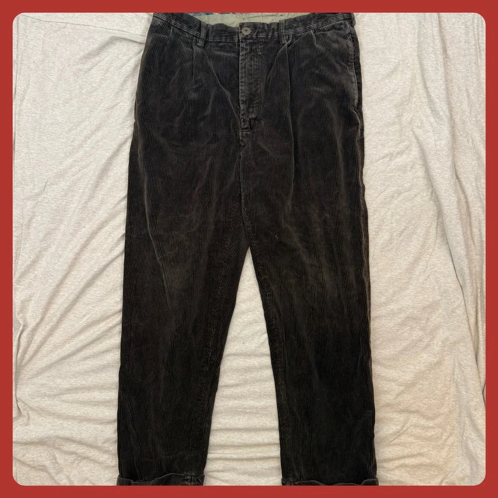 Vintage VTG Polo Ralph Lauren Andrew Corduroy Pleated Pants‎ Mens 35x30